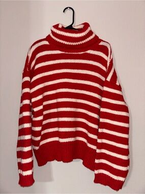 Pinch Red and White Striped Turtleneck Sweater